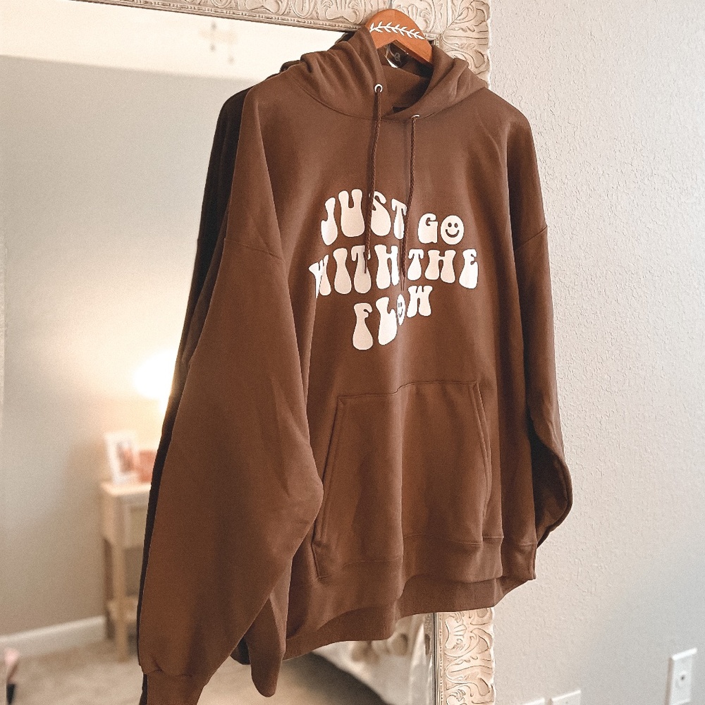 Just Go With the Flow 〜 Brown Hoodie Sweatshirt